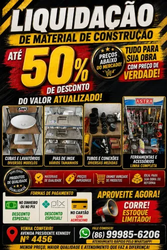 MATERIAL DE CONSTRUÇÃO 50% DESCONTO.