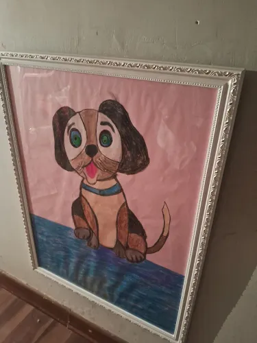 Obra de desenho infantil mol dura de vidro na cartolina