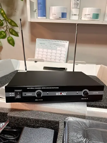 Microfone Sem Fio Duplo VHF Completo Na Caixa