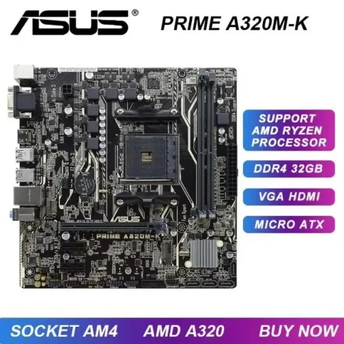 Placa mãe AM4 para Ryzen, Asus A320M-K até 32GB DDR4, Sup. Ryzen 5000