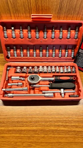 Kit Chaves Jogo Catraca Reversível Soquetes 46 Peças Maleta (NOVA)
