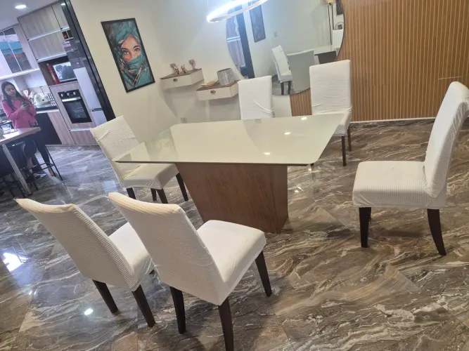 Mesa de vidro 6 cadeiras
