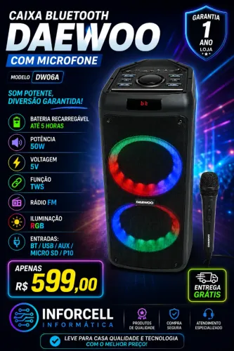 Caixa Bluetooth Daewoo com Microfone
