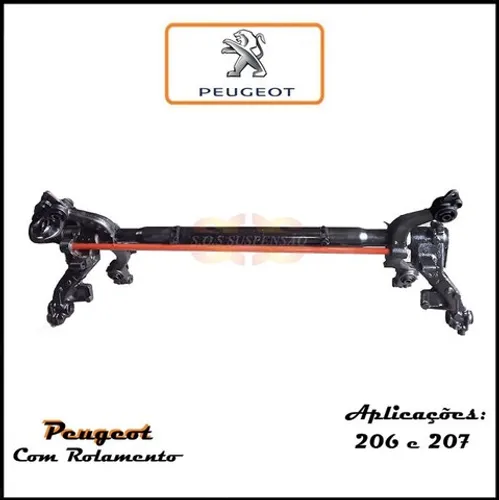 Eixo Traseiro Peugeot 206 / 207 - Passion / SW C/ Rolamento sem ABS