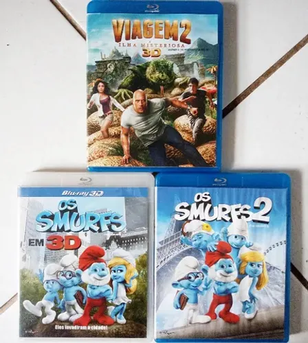 Kit 3 Filmes Blu-ray - Viagem 2, Os Smurfs 2, Os Smurfs em 3D (Original) - Bluray Lote
