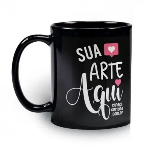 caneca preta com tarja personalizado