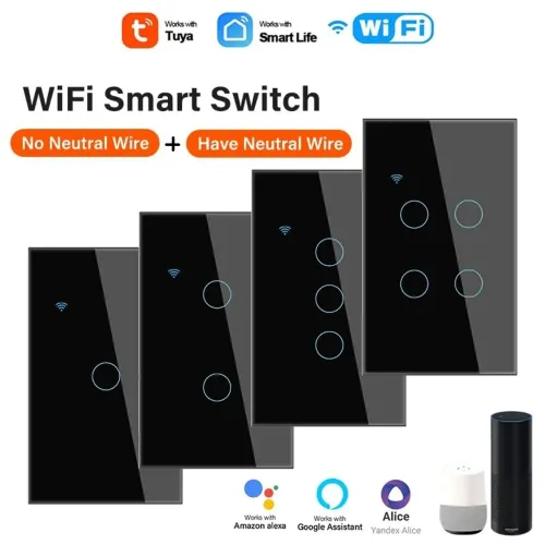 Interruptor Wifi Tuya 2 Botões, Compatível com Alexa, Aplicativo 
