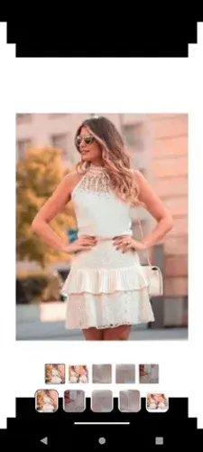 Vestido branco de renda, saia plissada grife Raizz original