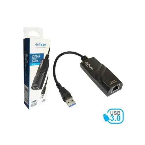 Adaptador Placa de Rede Usb 3.0 RJ45 Exbom Ul-1200 10/100/1000Mbps - WZetta