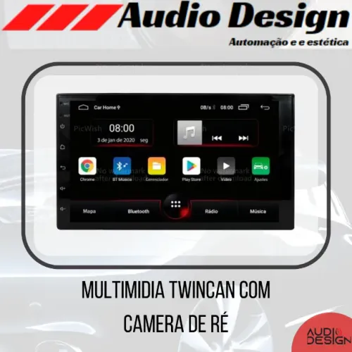 Multimídia Twincan com Câmera de Ré