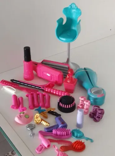 Barbie somente kit acessórios salão beleza mattel