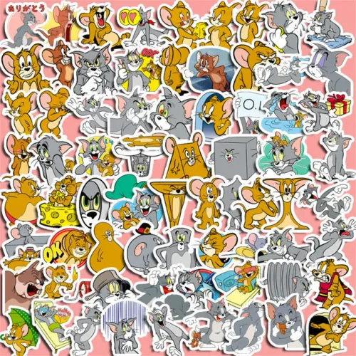 Kit 80 Adesivos de Tom & Jerry - Autocolantes Pcs Peças Unidades Gato Rato