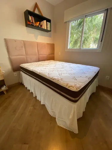 Cabeceira Modular em Veludo - Duni Square Rosa - Quenn Size