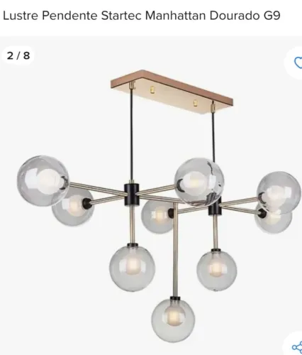 Pendente Manhattan dourado/preto Startec