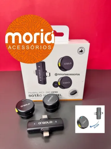 Microfone de lapela duplo redondo magnético A?Gold 2 em 1 iphone tipo c discreto entrevist