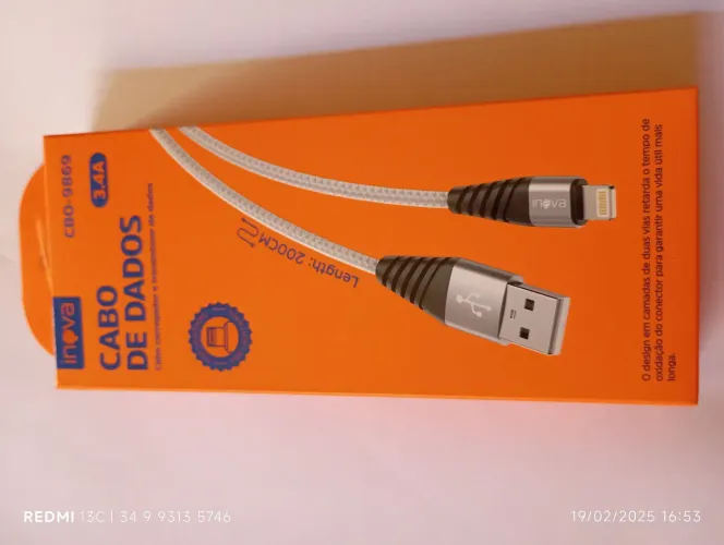 Cabo de Dados iPhone para Celular 3.4A 2 Metros - Inova
