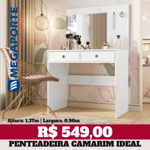 Penteadeira Camarim com LED 2 Gavetas (Novo) Entrega Grátis! 