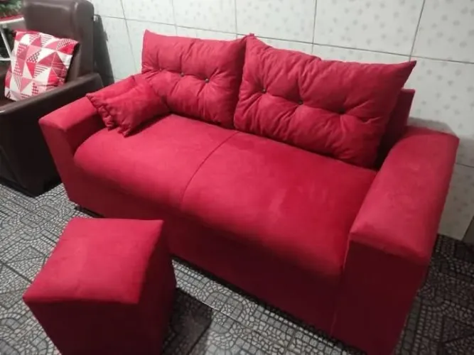 Sofa 3 lugares + 1 puff de fábrica 