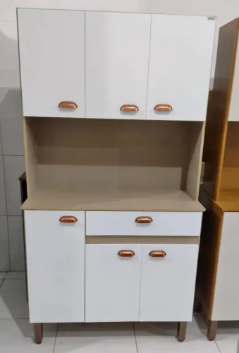 Armário de Cozinha Cinza com 6 Portas- 100% MDF