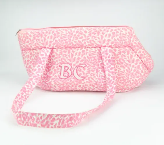 Bolsa acolchoada de transporte Pet estampa oncinha rosa