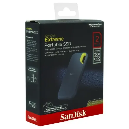 SSD Externo Portátil Sandisk Extreme 2TB USB - (Preto, Verde e Azul)