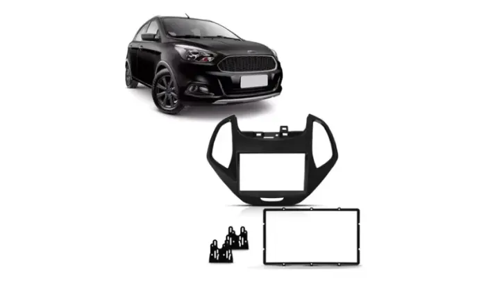 Moldura de Som Tela Painel Multimídia 2Din 7'' para o Ford ka 2018 - 2021 Preta
