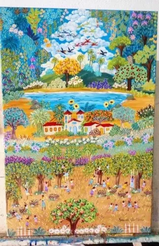 Telas da artista naif Raquel gallena medida 70x50