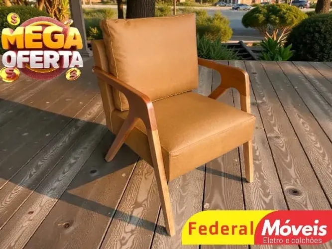 Poltrona em Courino Caramelo SUPER OFERTA