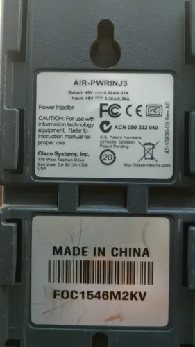 Injetor PoE CISCO Power Injector Aironet (AIR-PWRINJ3)