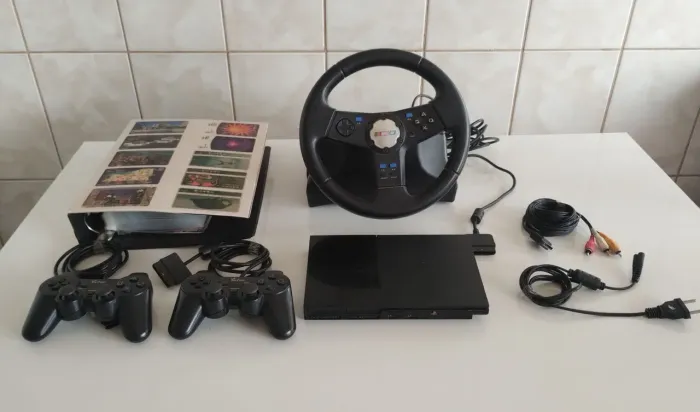 PlayStation 2 Completo com Volante, Jogos e Acessórios
