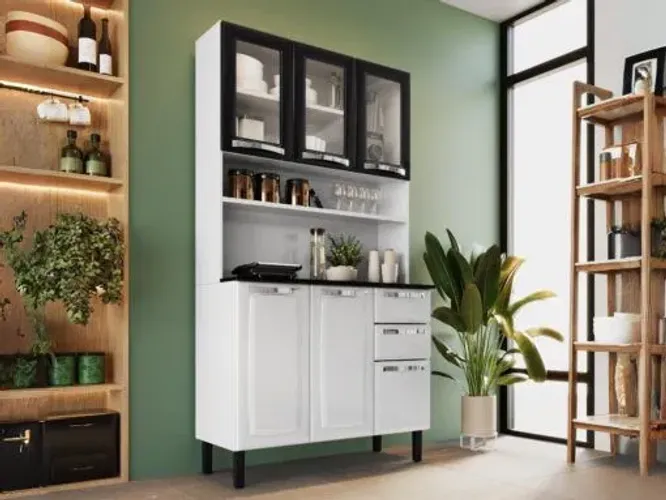 ARMÁRIO DE COZINHA AÇO ITATIAIA COM PORTAS DE VIDRO LORD 