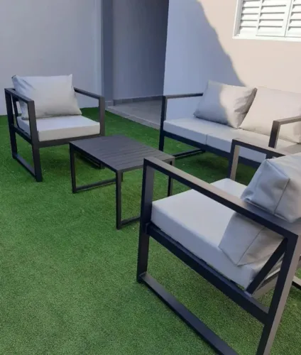 Conjunto sofá em alumínio para área externa