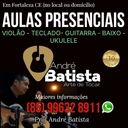 Aulas de Violão, Teclado, Baixo, Guitarra e Ukulele
