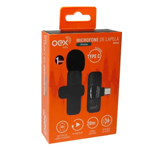 Microfone de Lapela OEX MK-306 USB-C