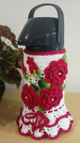 Capa em crochê para Garrafa Térmica de 1 litro 