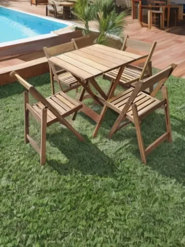 Conjunto de mesa dobravel 70 x 65 itauba cru