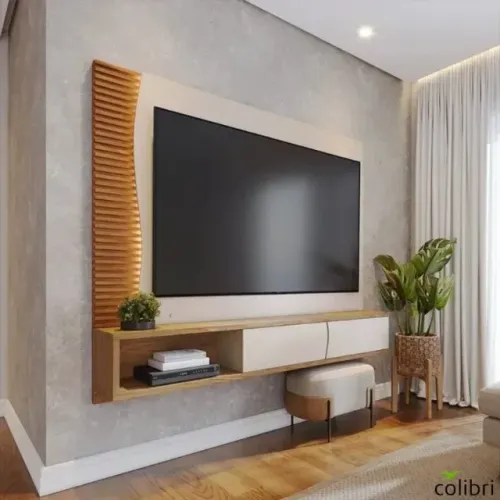 Painel Home Suspenso Egeu Off/Freijó Colibri - Entrega Rápida! 