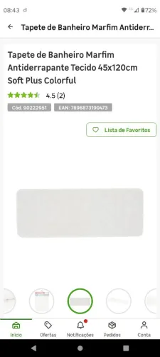 Tapete de Banheiro Marfim Antiderrapante 45x120cm