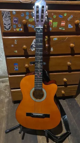 Violão giannini start sf-14 aço elétrico acustico semi e regulado