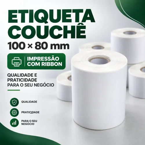 Etiqueta Couchê 100x80. 60 Unidades. Precisa de Ribbon