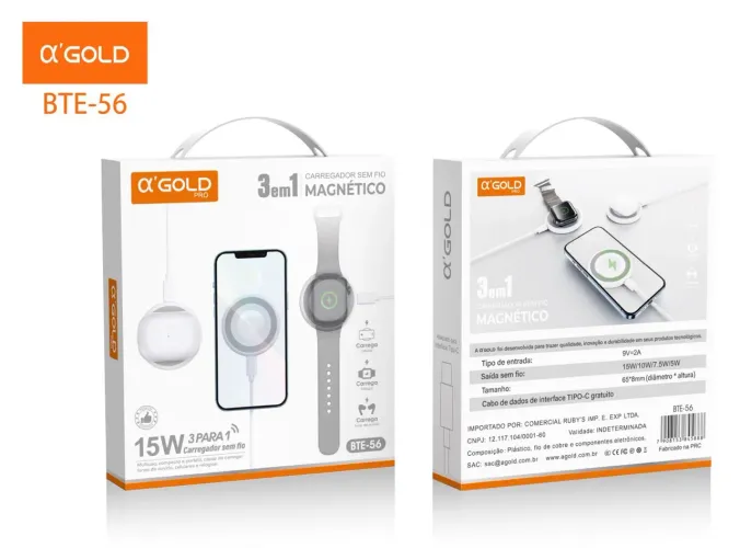 Carregador indução pra celular, relógio e fone