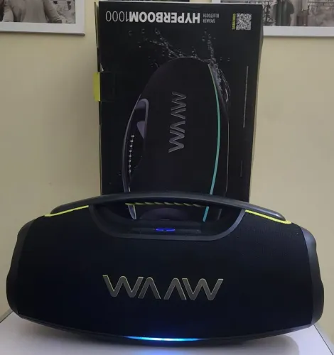 Caixa de som WAAW by alok Hiperboom 1000, 180w RMS, BT, a prova d'água, Bateria de 12h.