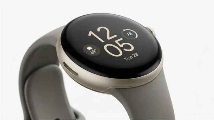 Google Pixel Watch 2 LTE - Dourada Champagne com Pulseira Ativa Hazel (Cinza)
