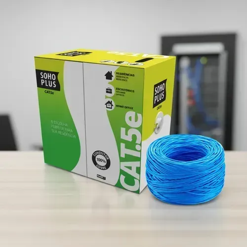 Cabo de Rede Soho Plus Cat 5e 305m Azul Lacrado Novo