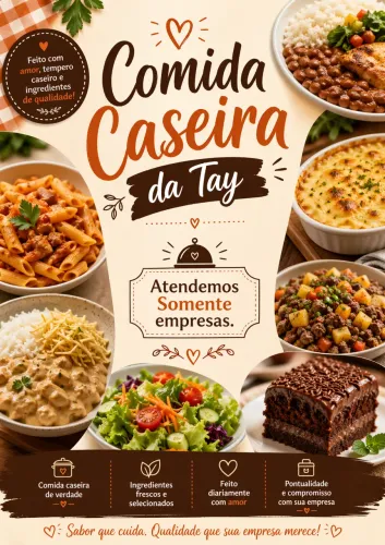 Fornecemos refeições deliciosas com aquele sabor de comida caseira!