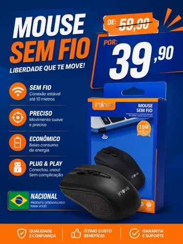 Mouse sem fio Inova