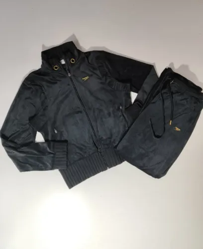 Conjunto Y2K Veludo Speedo Preto E Dourado Tam G - Jaqueta E Calça