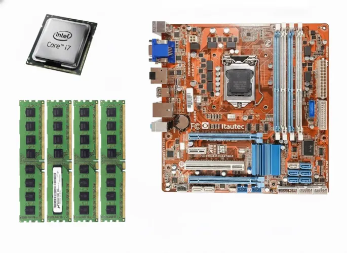 Kit Intel I7: Intel Core I7+ 32gb RAM+ placa mãe 