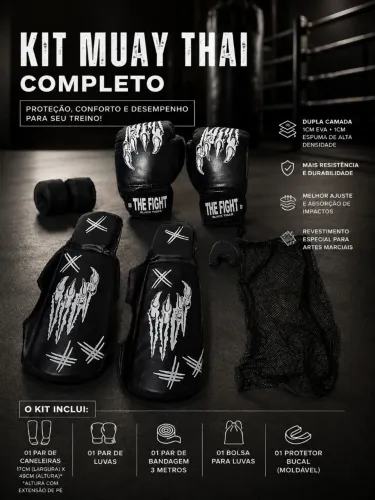 KIT COMPLETO DE MUAY THAI - THE FIGHT / BLACK TIGER