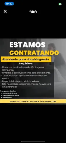 VAGA PARA ATENDIMENTO